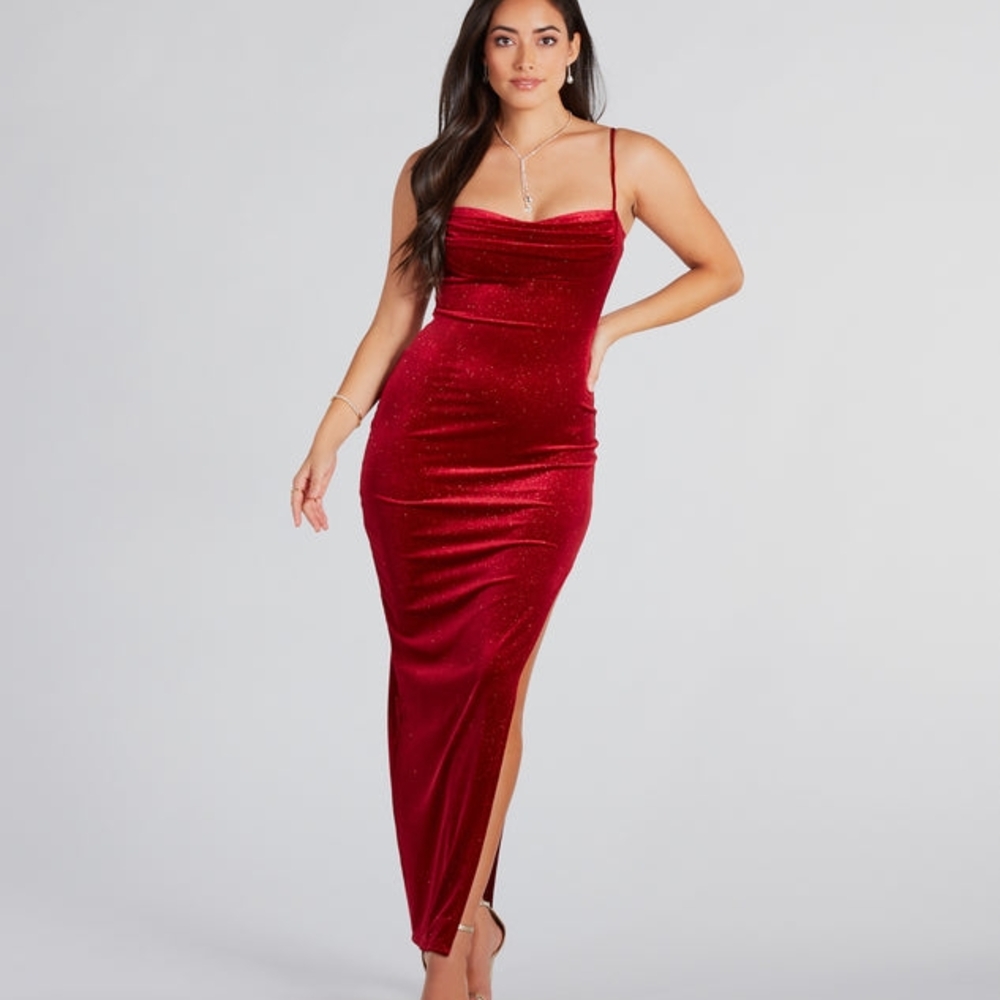 Windsor Red Bodycon Slit Dress